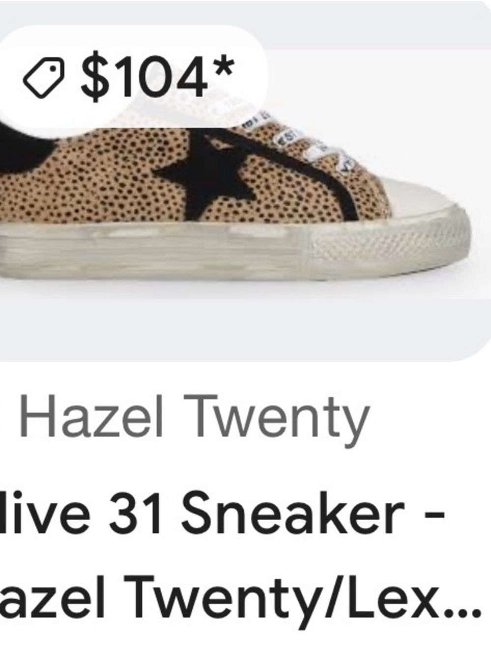 Leopard Print Star Accent Sneaker in Tan & Black